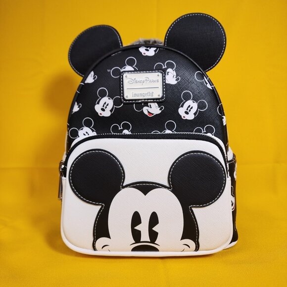 Loungefly Disney Parks Mickey Mouse AOP Faces Expressions Ears Mini Backpack NEW main image 10